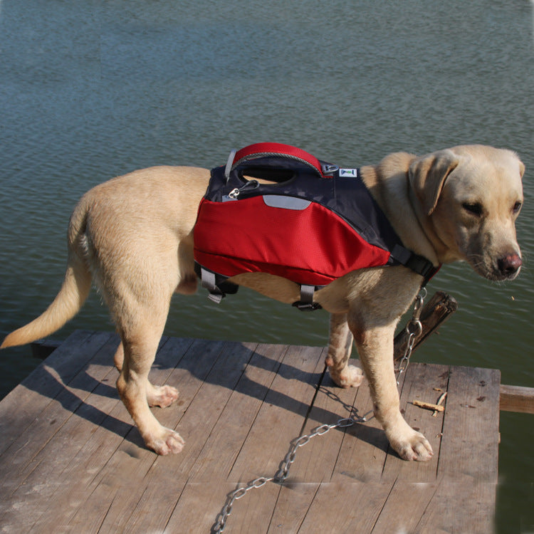 KFX-0756285 Red Nylon Pet Backpack Life Jacket for All Seasons Dogs