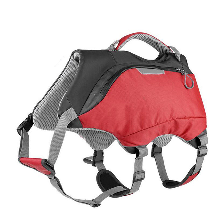 KFX-0756285 Red Nylon Pet Backpack Life Jacket for All Seasons Dogs