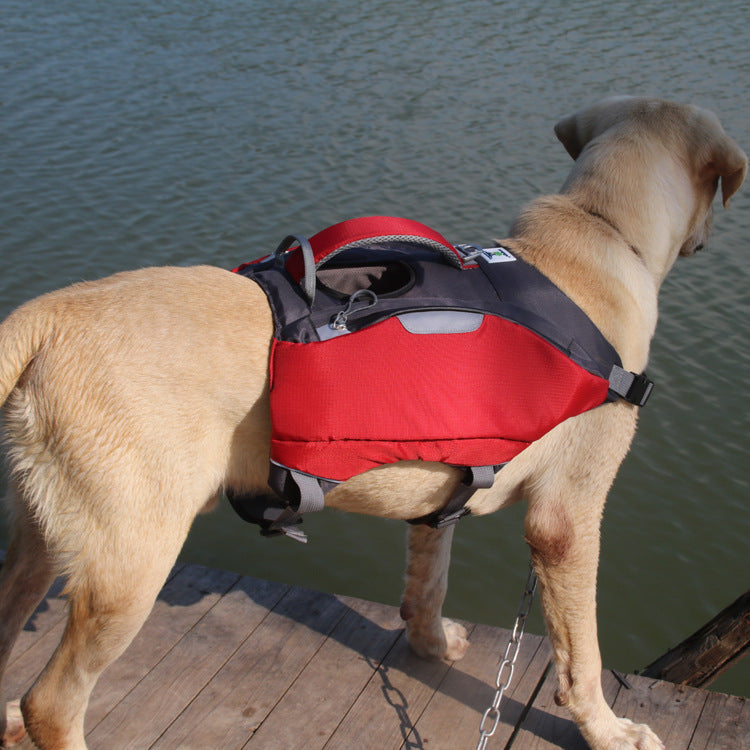 KFX-0756285 Red Nylon Pet Backpack Life Jacket for All Seasons Dogs
