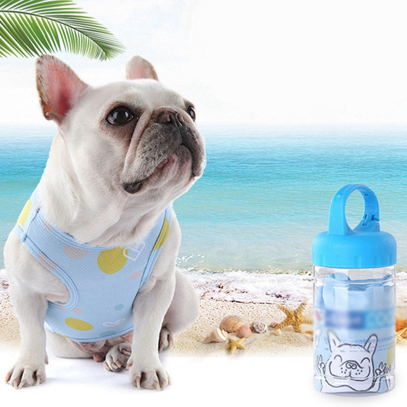 KFX-0757053 Cooling Summer Clothes for Dogs - Cartoon Style in Blue, Pink, and Yellow, Available Sizes M, L, XL