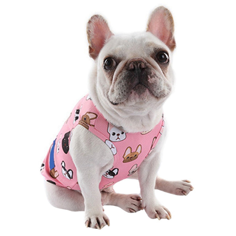 KFX-0757053 Cooling Summer Clothes for Dogs - Cartoon Style in Blue, Pink, and Yellow, Available Sizes M, L, XL