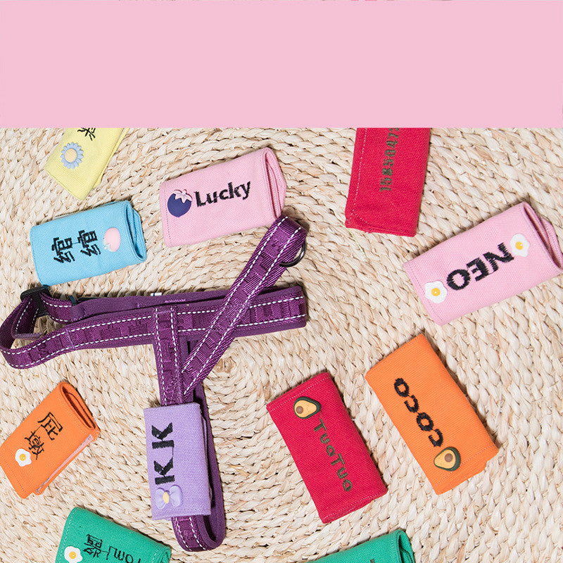 KFX-0757949 Customizable Dog Embroidered Nameplate Stickers for Pet Names in Various Colors