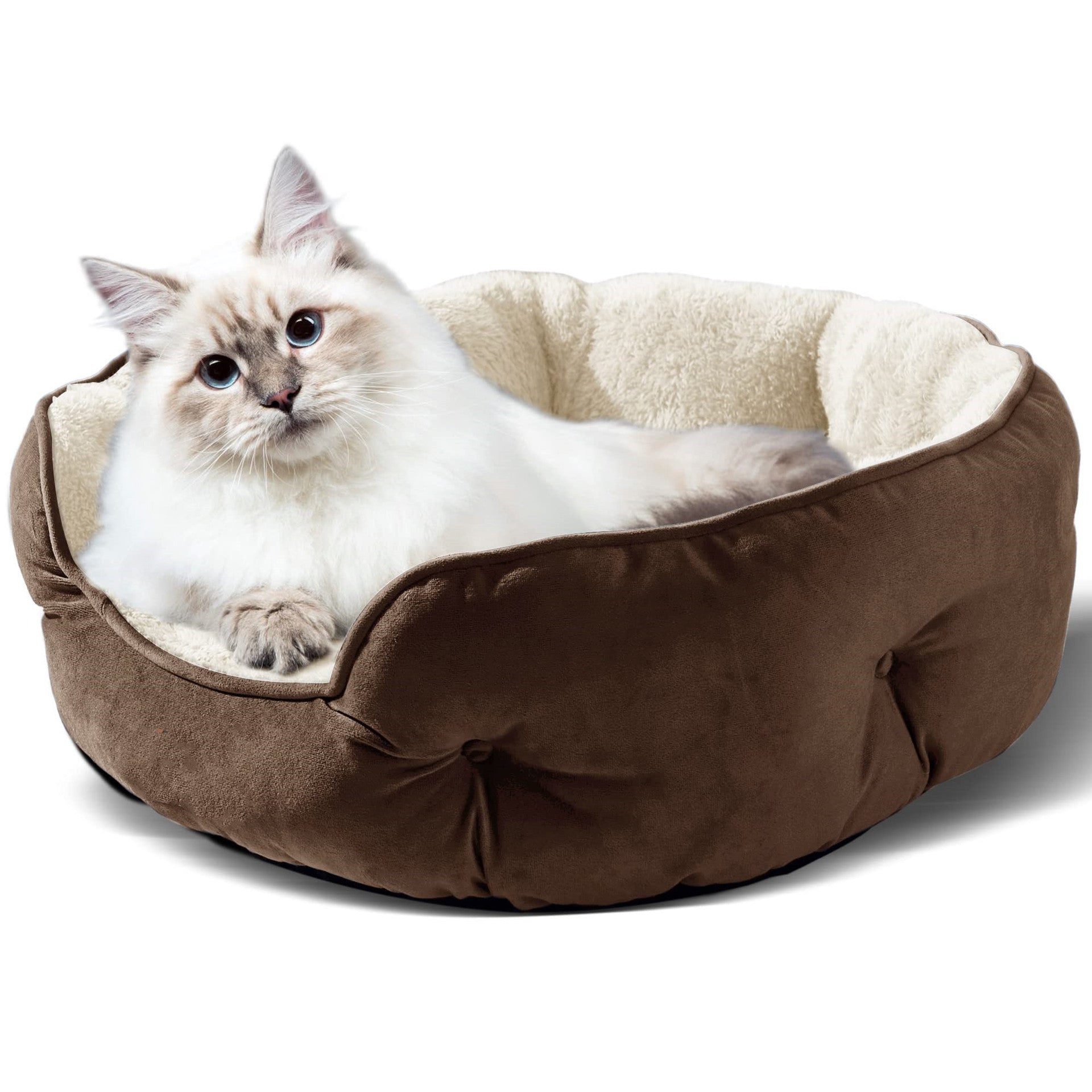 KFX-0758717 Cozy Round Pet Bed in Multiple Colors for Dogs - 48x50x15CM Soft Cloth Design