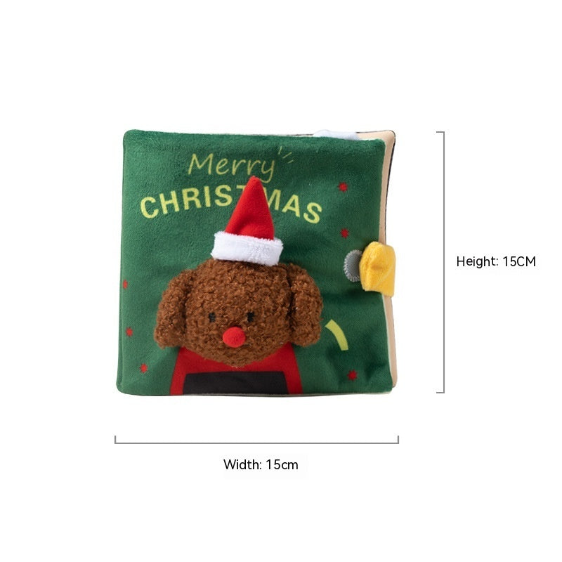 KFX-0759485 Christmas-Themed Plush Dog Toy: Food Hiding Book for Playtime Fun