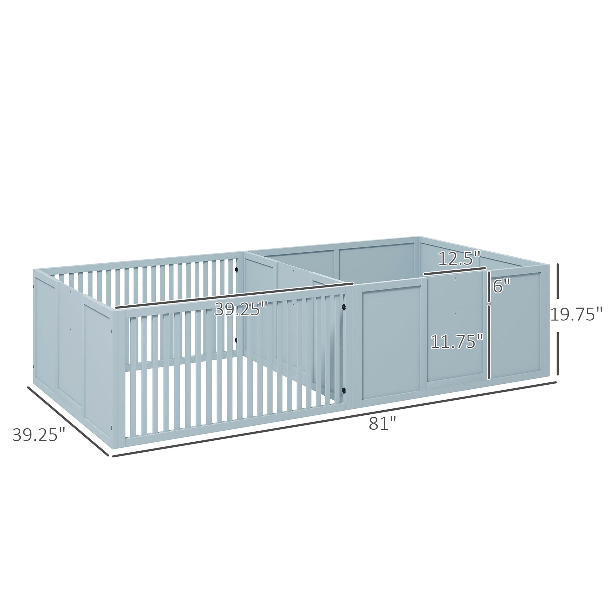 KFX-0760125 Comfortable Two-Room Whelping Box for Dogs with Removable Door and Puppy Playpen, 81" x 39" x 20", Gray