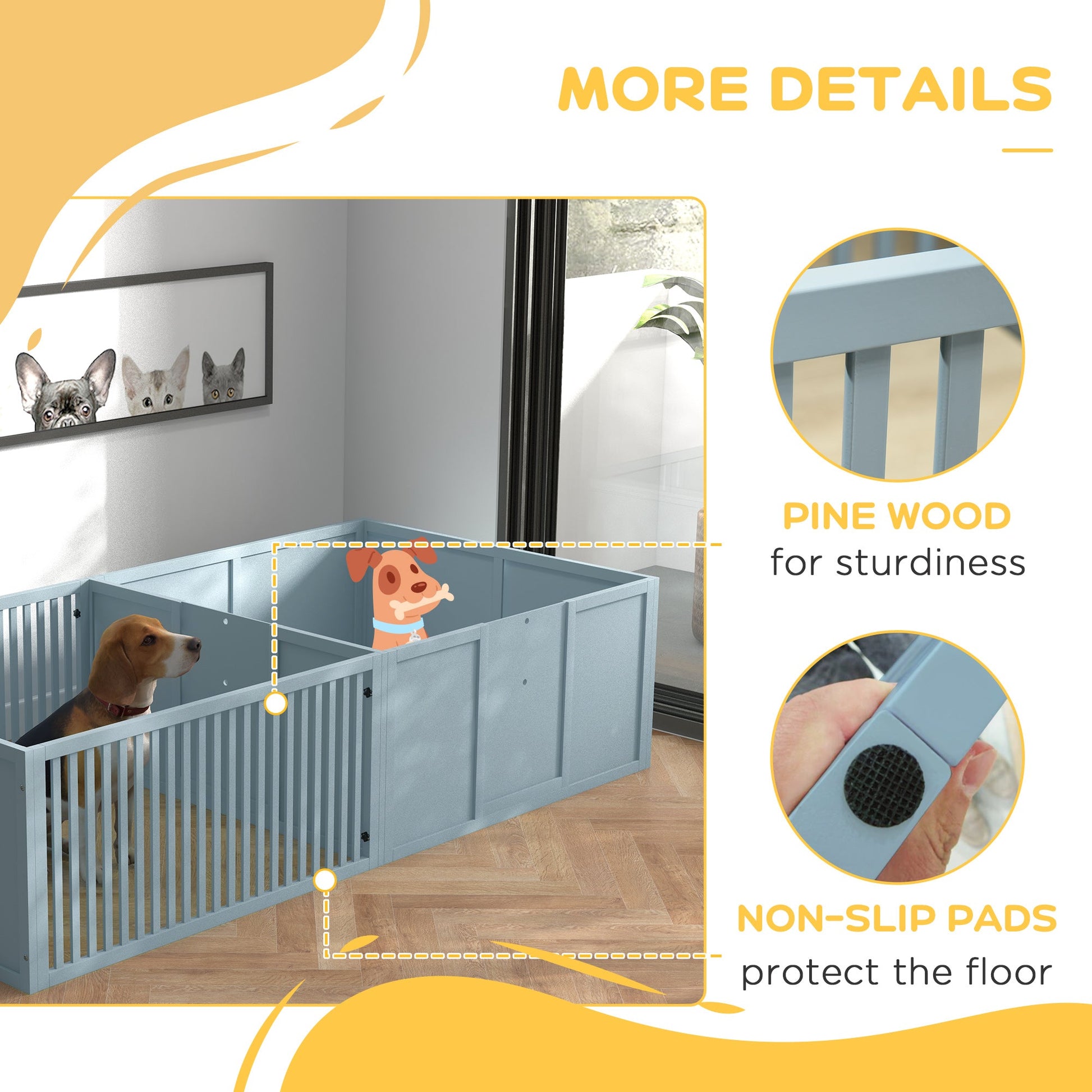 KFX-0760125 Comfortable Two-Room Whelping Box for Dogs with Removable Door and Puppy Playpen, 81" x 39" x 20", Gray