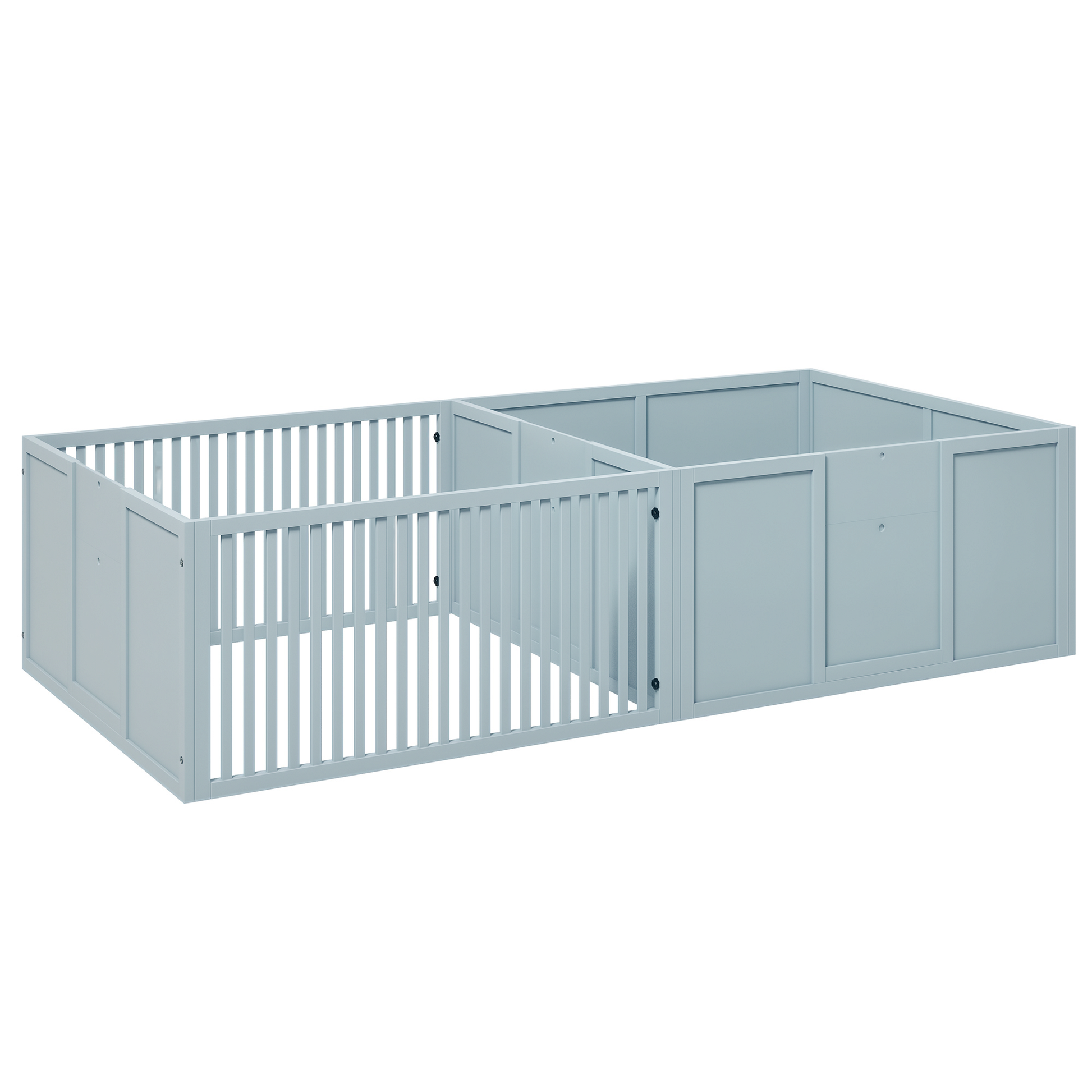 KFX-0760125 Comfortable Two-Room Whelping Box for Dogs with Removable Door and Puppy Playpen, 81" x 39" x 20", Gray