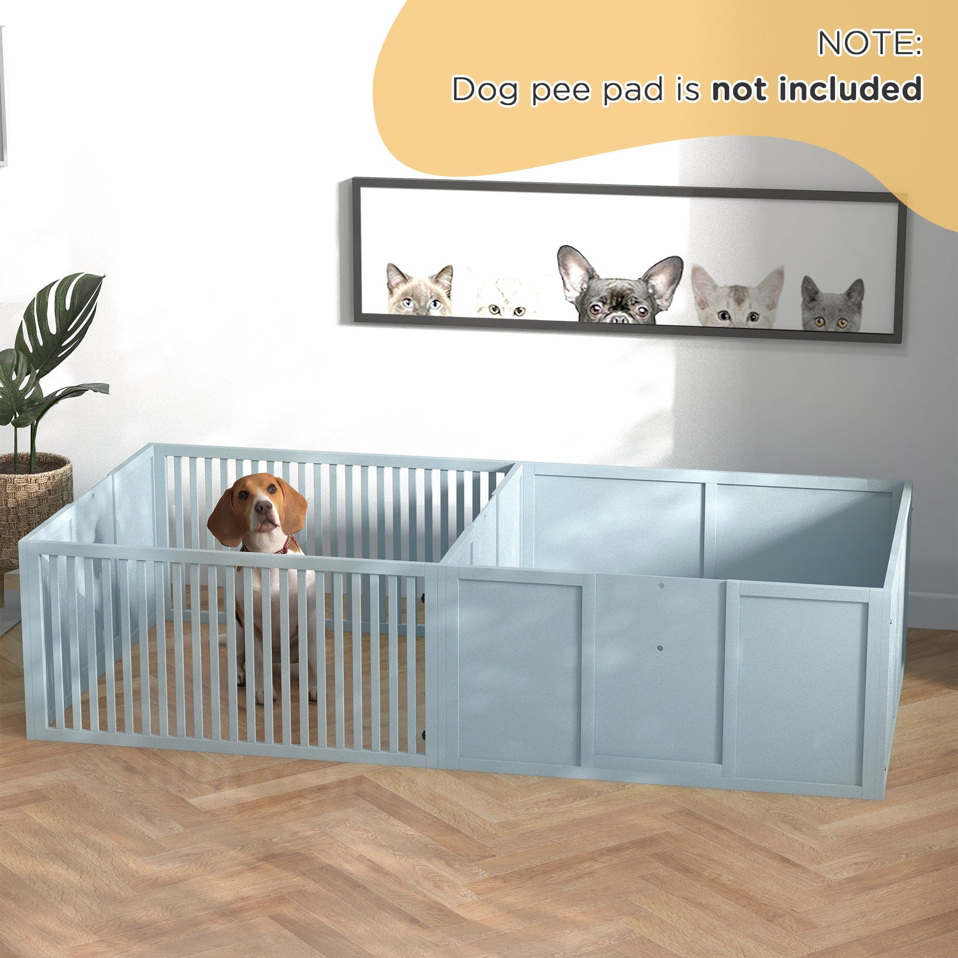 KFX-0760125 Comfortable Two-Room Whelping Box for Dogs with Removable Door and Puppy Playpen, 81" x 39" x 20", Gray