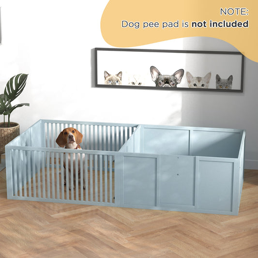 KFX-0760125 Comfortable Two-Room Whelping Box for Dogs with Removable Door and Puppy Playpen, 81" x 39" x 20", Gray