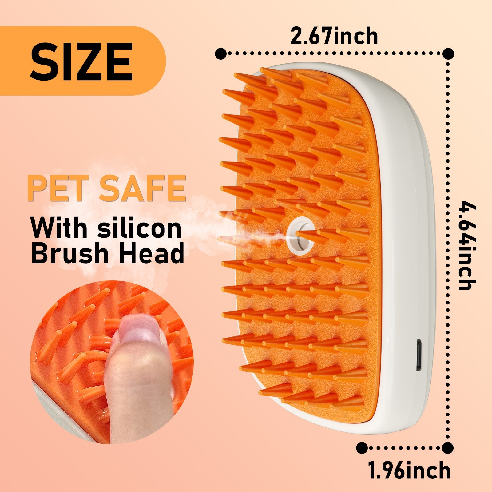 KFX-0760253 4-in-1 Cat and Dog Steam Brush with Mist Function, Anti-Static Shedding Comb, Water Spritz Grooming Tool for Indoor Use