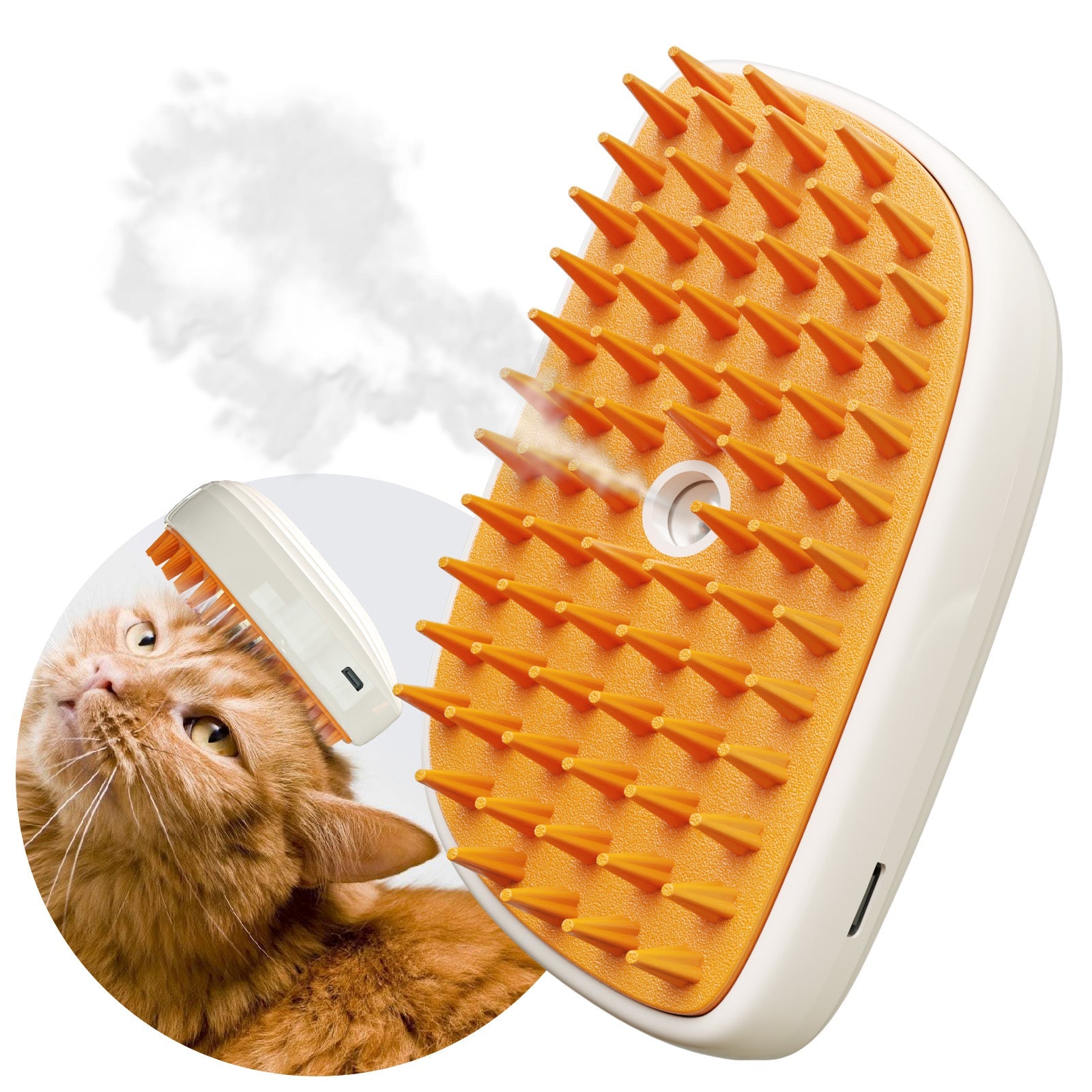 KFX-0760253 4-in-1 Cat and Dog Steam Brush with Mist Function, Anti-Static Shedding Comb, Water Spritz Grooming Tool for Indoor Use