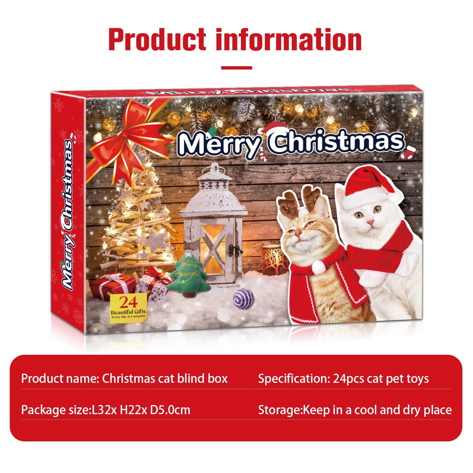 KFX-0764093 Countdown to Christmas with Interactive Santa Kitty Plush Toy Blind Box Calendar