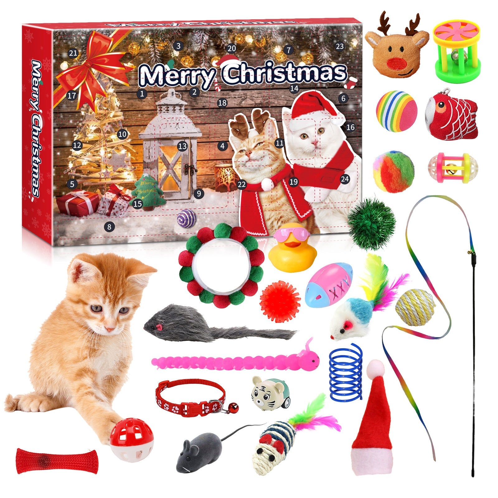 KFX-0764093 Countdown to Christmas with Interactive Santa Kitty Plush Toy Blind Box Calendar