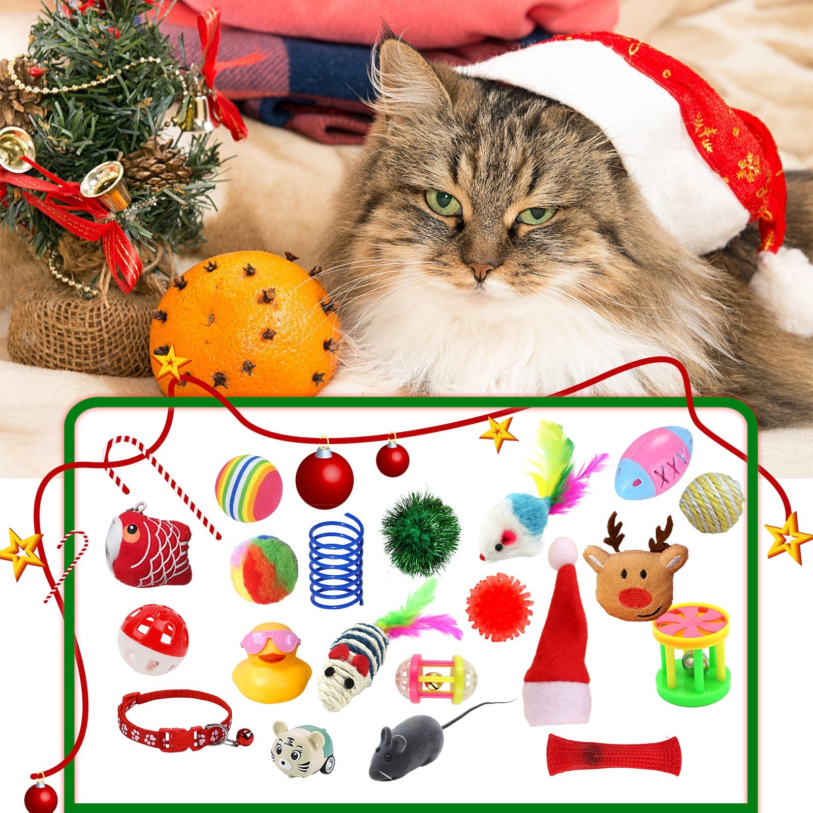 KFX-0764093 Countdown to Christmas with Interactive Santa Kitty Plush Toy Blind Box Calendar