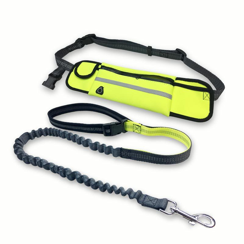 KFX-0764221 Adjustable Hands-Free Dog Running Leash with Reflective Waist Pocket and Shock Absorbing Bungee