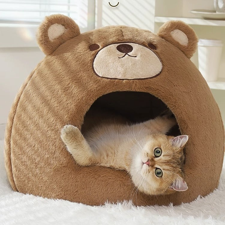 KFX-0764477 Warm Windproof Cat Nest with Thick 3D Cotton for Small to Medium Cats