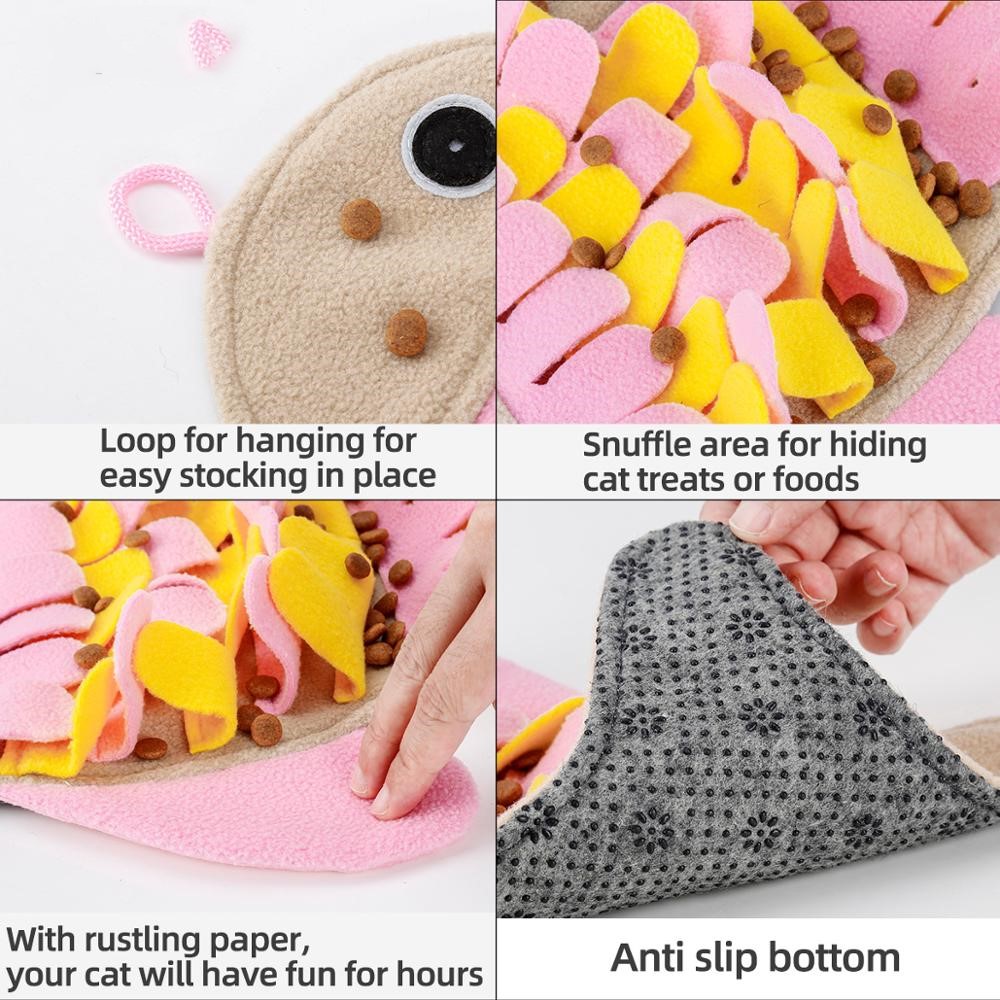 KFX-0764605 Fish-Shaped Sniffing Blanket Cat Toy - Interactive Training Mat for Enrichment and Playtime