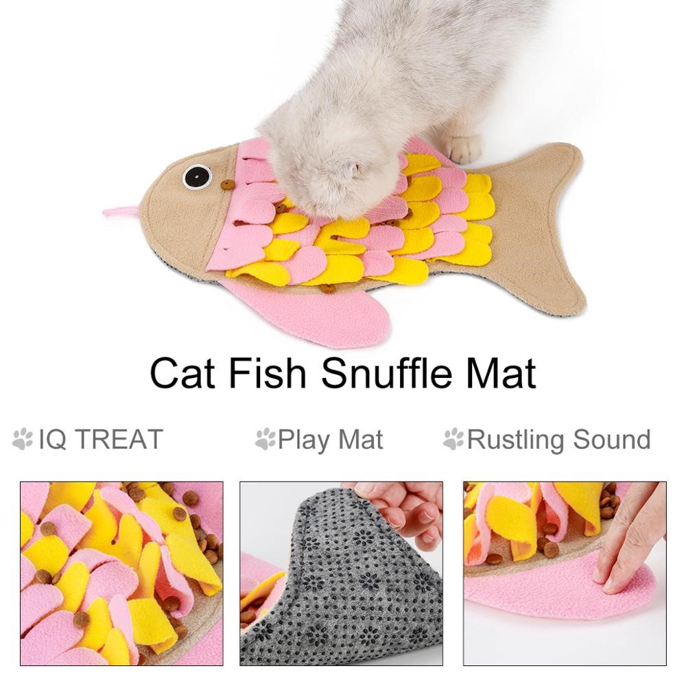 KFX-0764605 Fish-Shaped Sniffing Blanket Cat Toy - Interactive Training Mat for Enrichment and Playtime