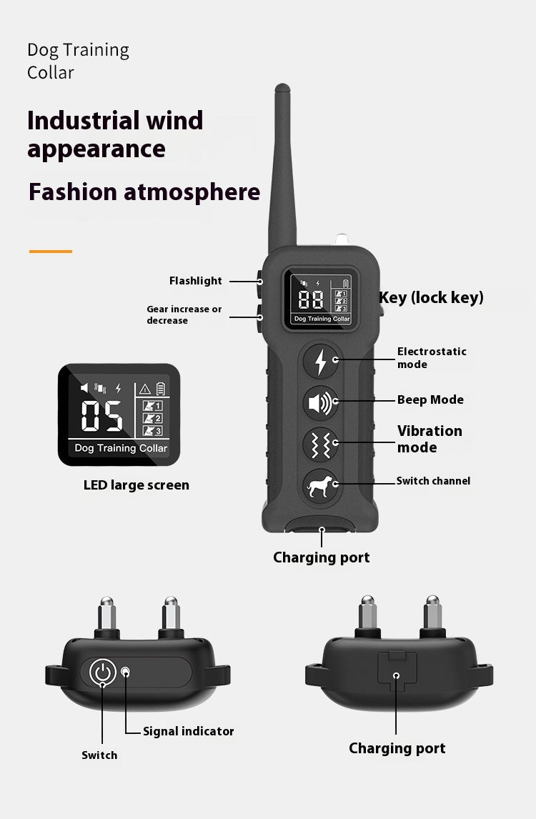KFX-0766397 Remote Control Dog Trainer with Voice Control and Bark Stop Feature