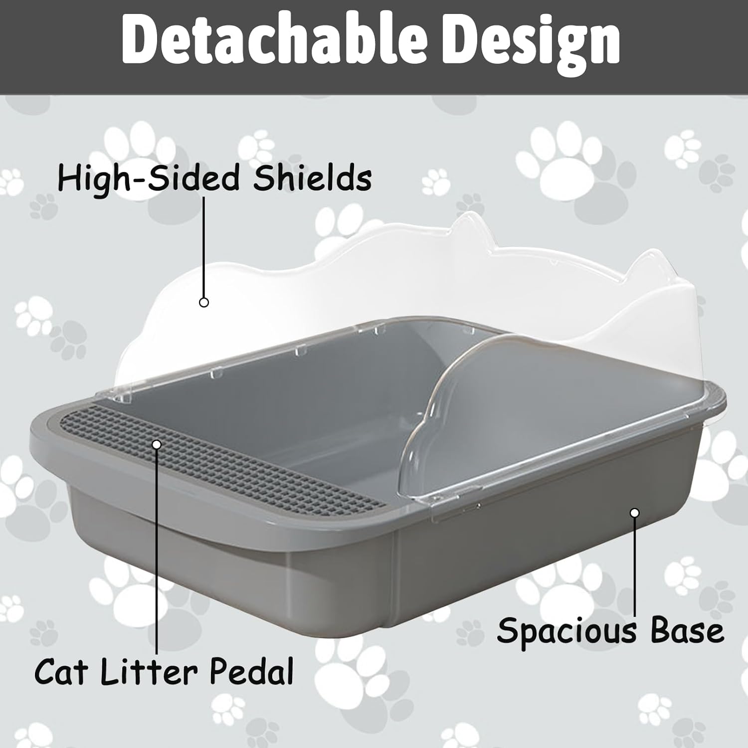 KFX-0767677 Sifting Cat Litter Box for Kittens with High Sides, Detachable Design, Portable Travel Litter Pan for Small Cats