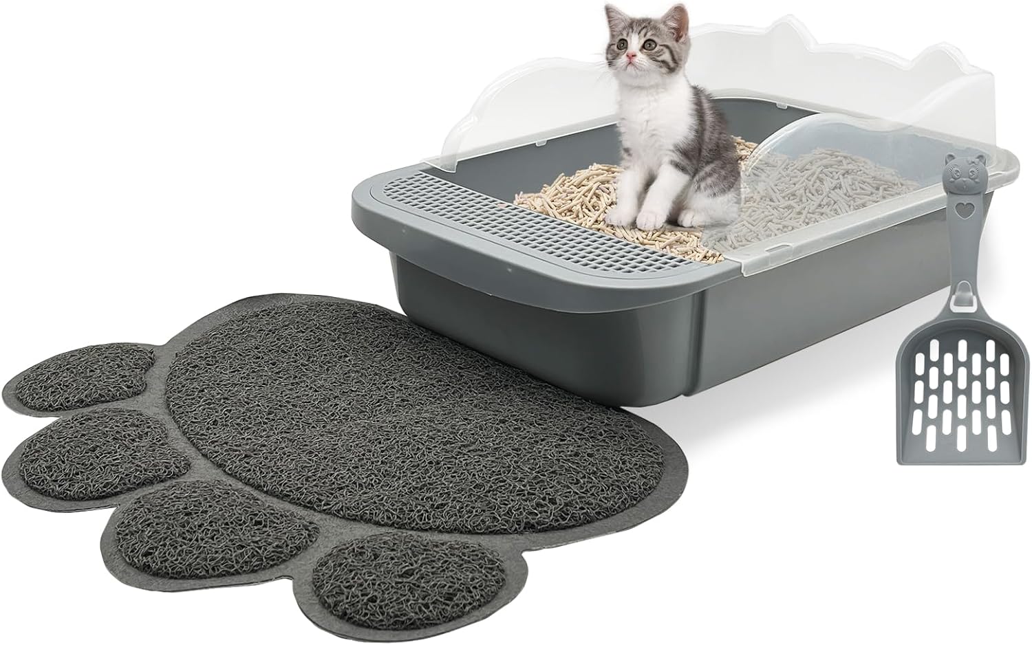 KFX-0767677 Sifting Cat Litter Box for Kittens with High Sides, Detachable Design, Portable Travel Litter Pan for Small Cats