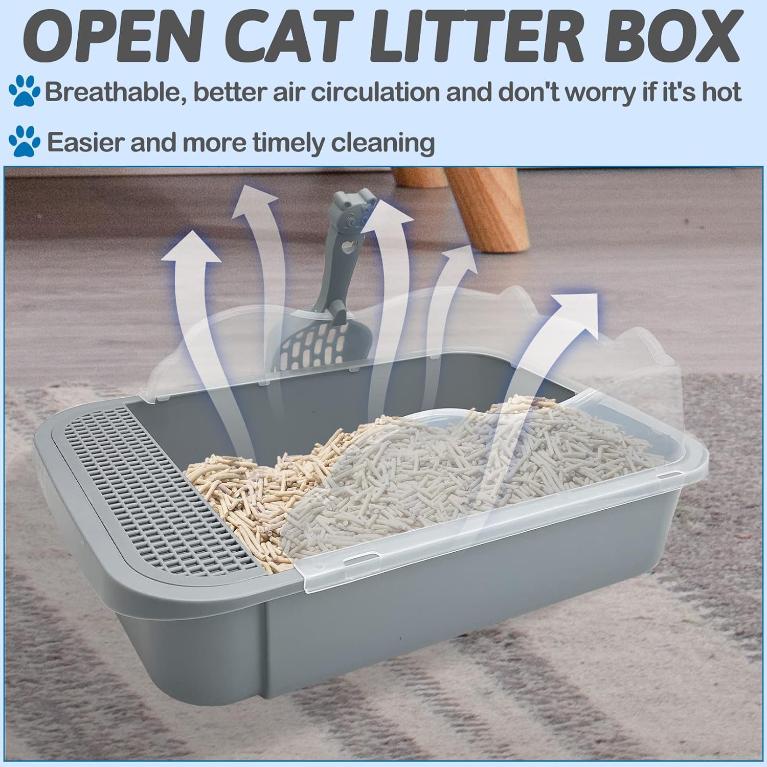 KFX-0767677 Sifting Cat Litter Box for Kittens with High Sides, Detachable Design, Portable Travel Litter Pan for Small Cats