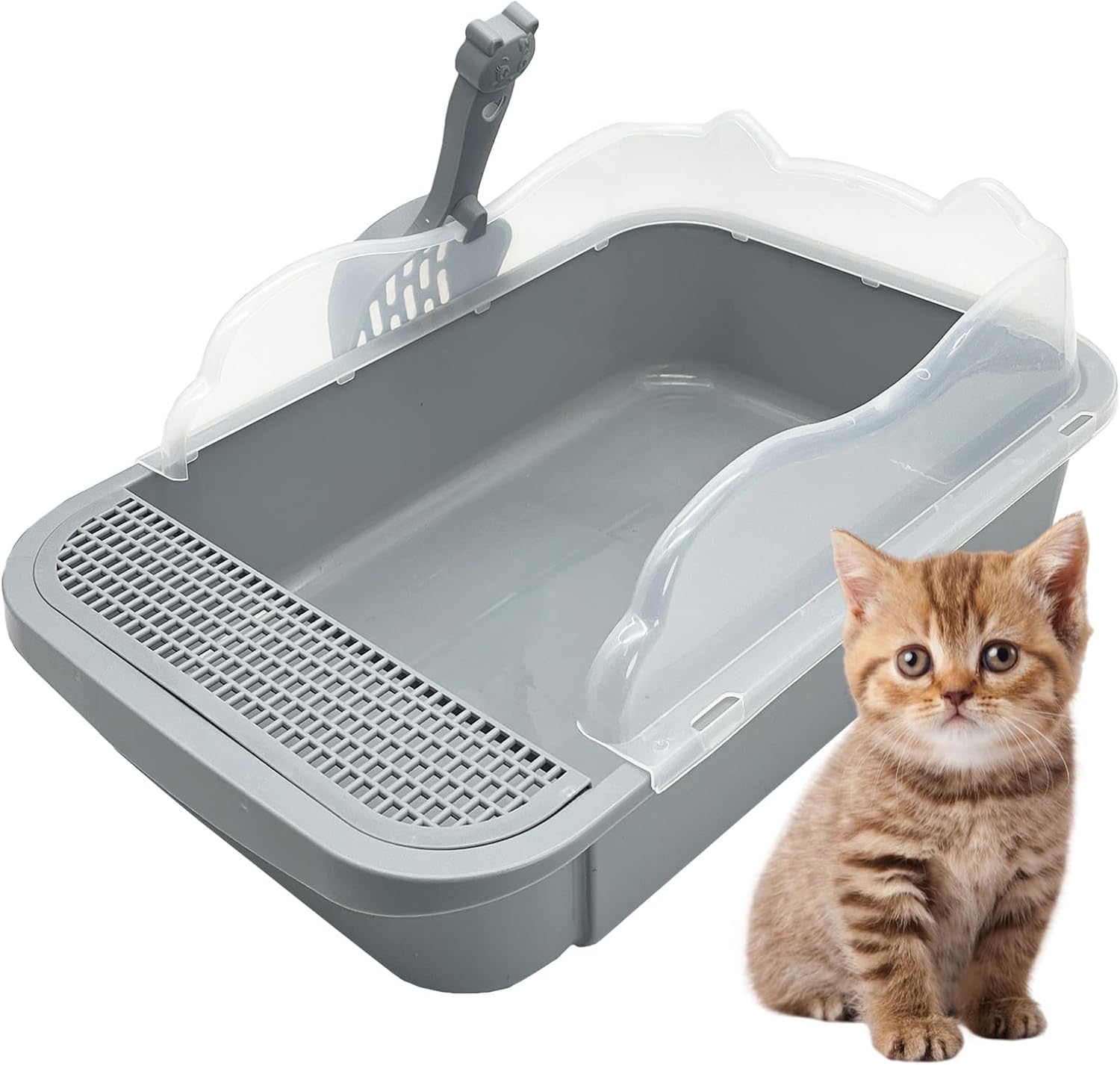 KFX-0767677 Sifting Cat Litter Box for Kittens with High Sides, Detachable Design, Portable Travel Litter Pan for Small Cats