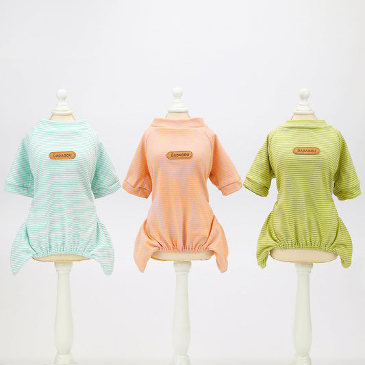 KFX-0768573 Korean Striped Casual Pet Clothing in Cotton - Available in Yellow, Pink, Blue (S-XXL)