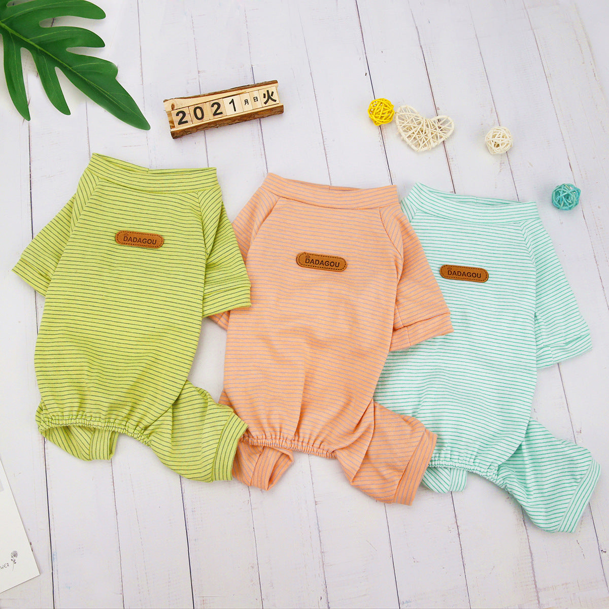 KFX-0768573 Korean Striped Casual Pet Clothing in Cotton - Available in Yellow, Pink, Blue (S-XXL)