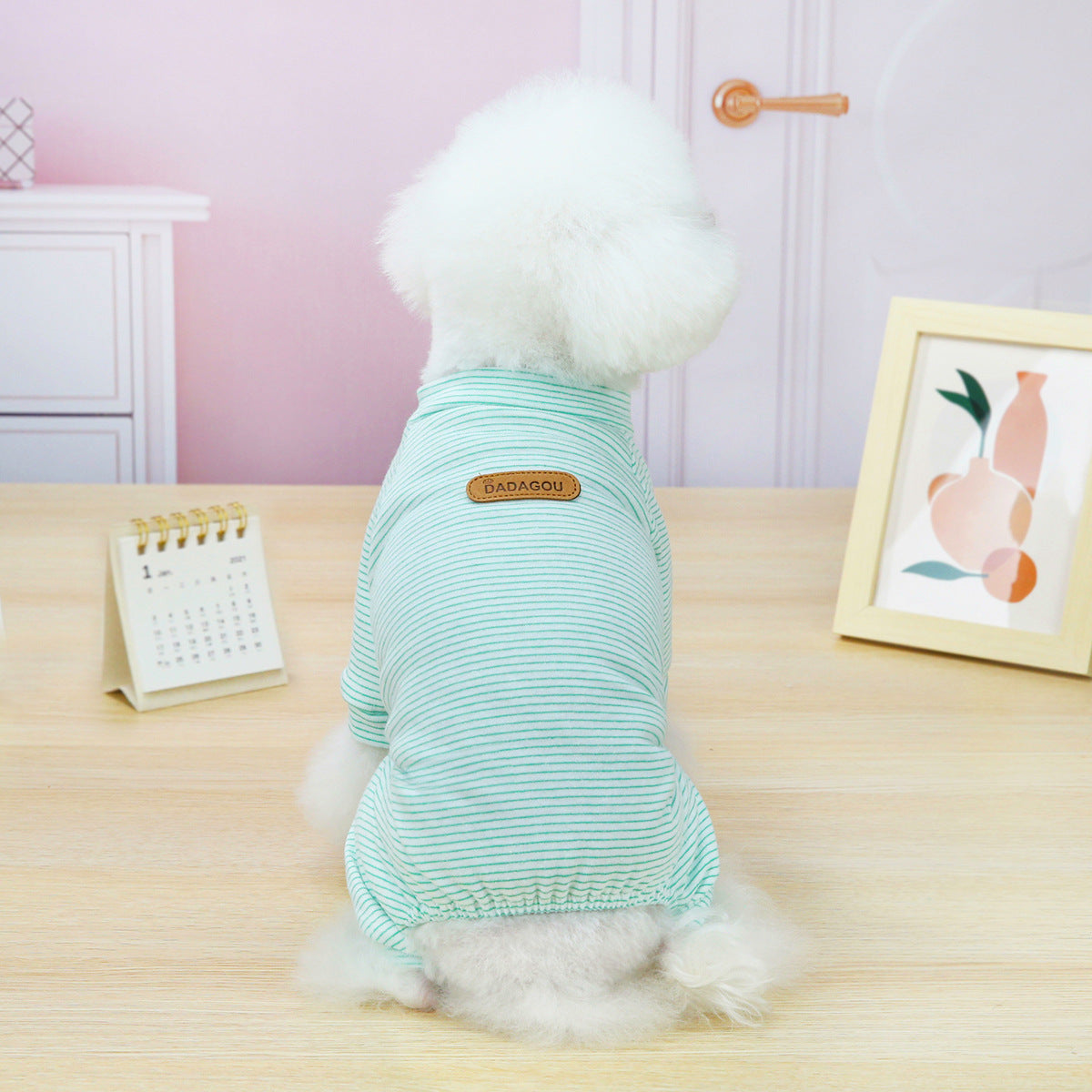 KFX-0768573 Korean Striped Casual Pet Clothing in Cotton - Available in Yellow, Pink, Blue (S-XXL)