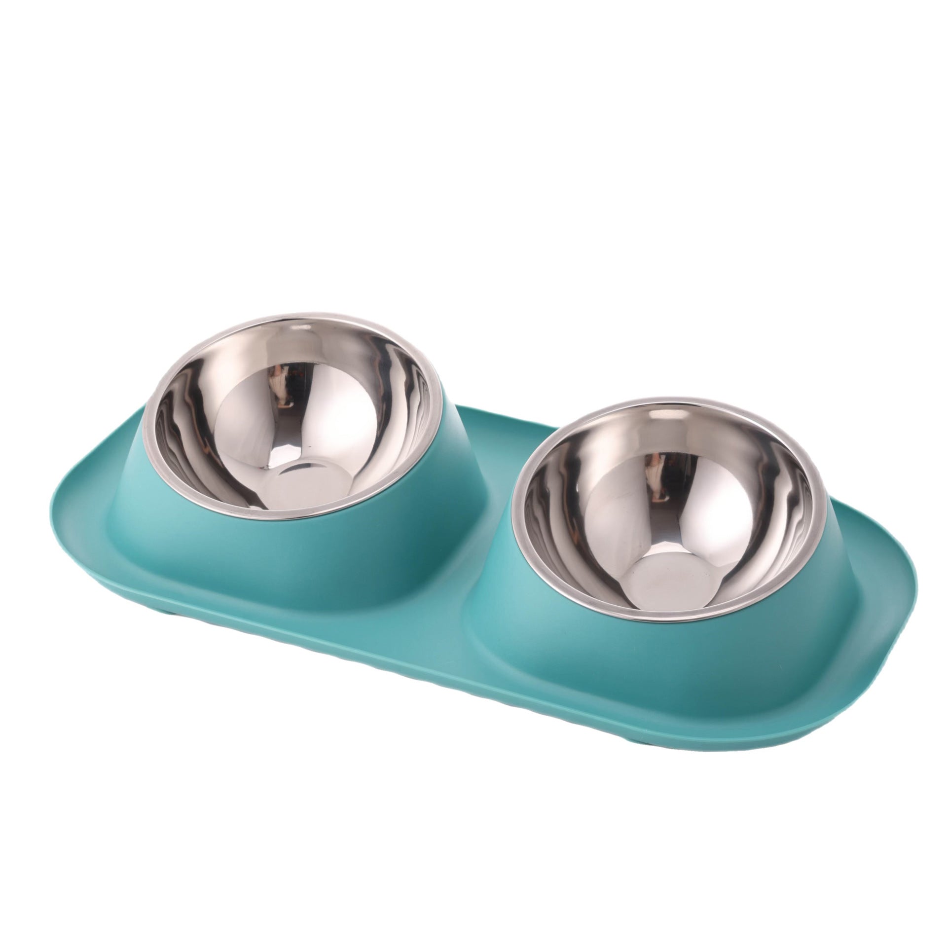 KFX-0770365 Double Stainless Steel Dog Bowl Set with PP Base - Available in Multiple Colors