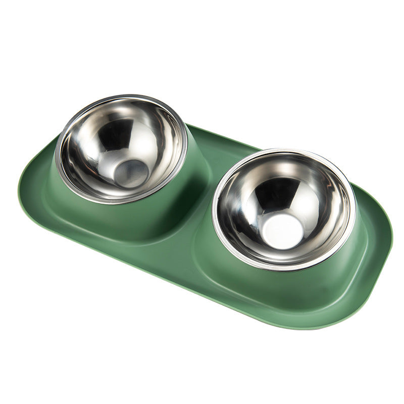 KFX-0770365 Double Stainless Steel Dog Bowl Set with PP Base - Available in Multiple Colors