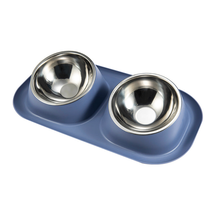 KFX-0770365 Double Stainless Steel Dog Bowl Set with PP Base - Available in Multiple Colors