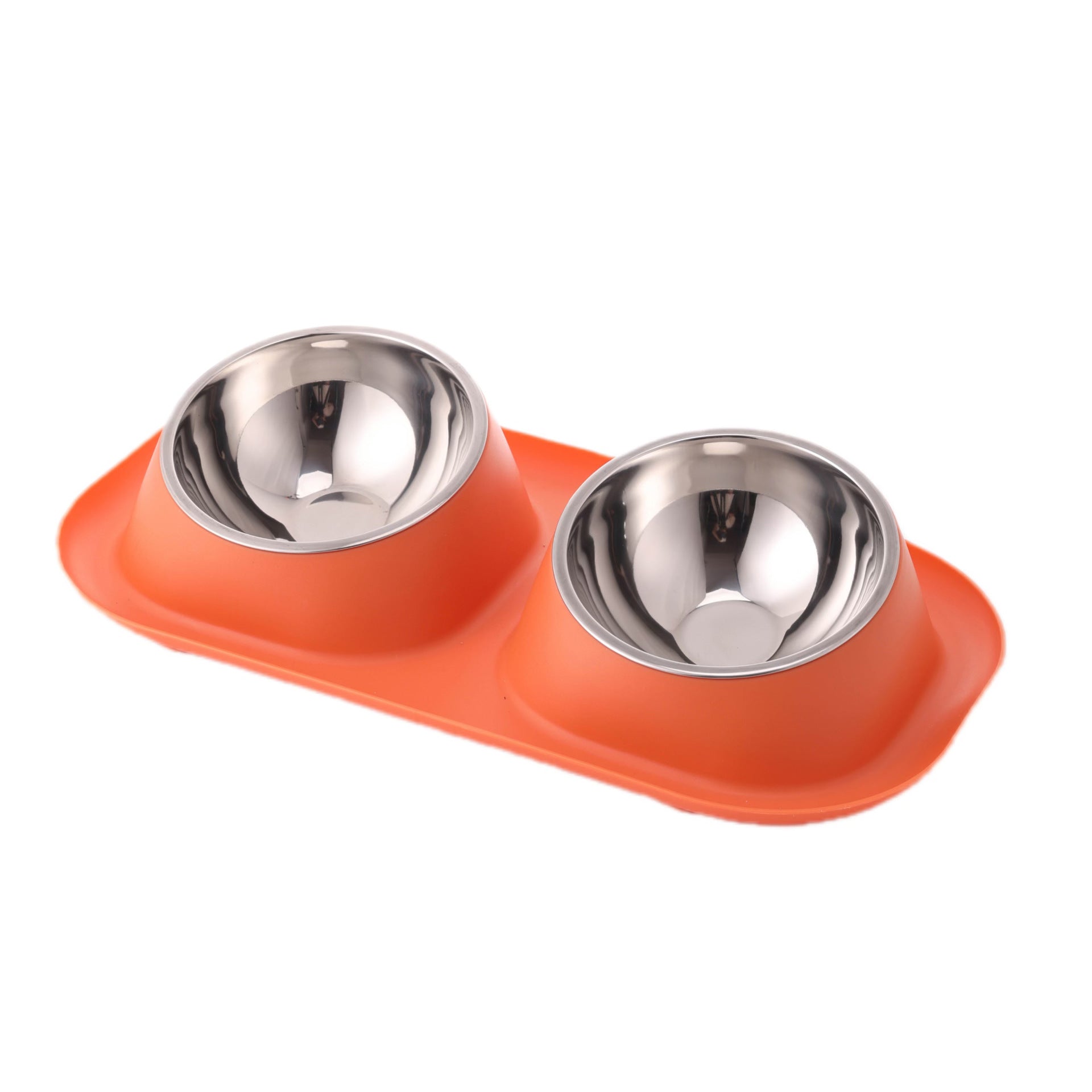 KFX-0770365 Double Stainless Steel Dog Bowl Set with PP Base - Available in Multiple Colors