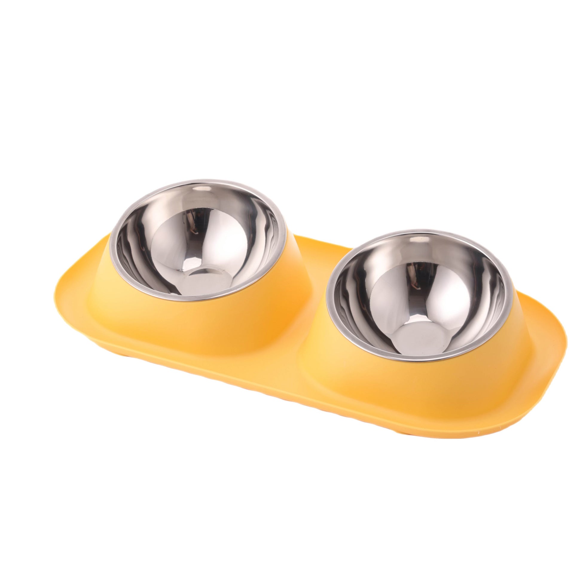 KFX-0770365 Double Stainless Steel Dog Bowl Set with PP Base - Available in Multiple Colors
