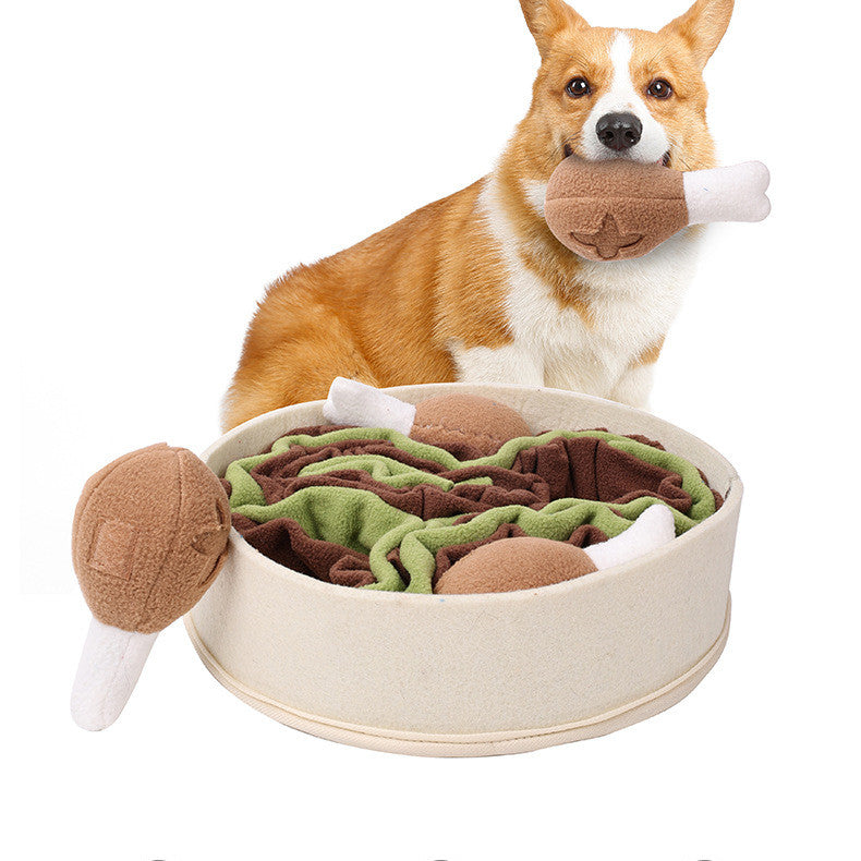 KFX-0771005 Beige Polyester Dog Sniff Toy - Chicken Leg Bucket for Pet Engagement