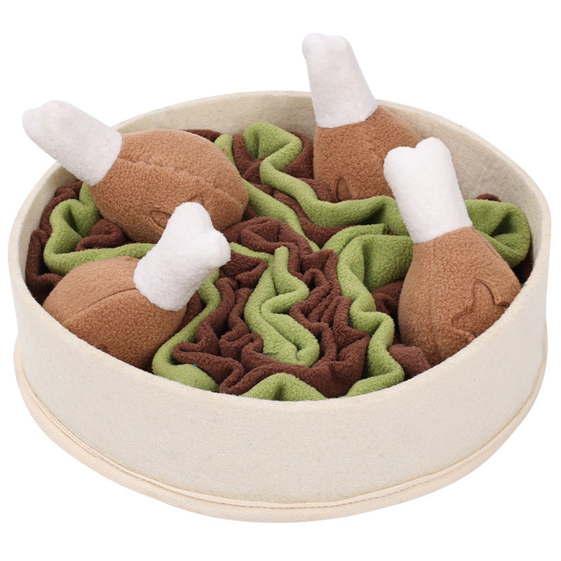 KFX-0771005 Beige Polyester Dog Sniff Toy - Chicken Leg Bucket for Pet Engagement