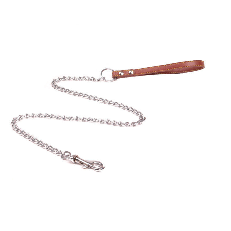 KFX-0771645 Iron Chain Dog Traction with PU Handle - Available in Black, Brown, Red