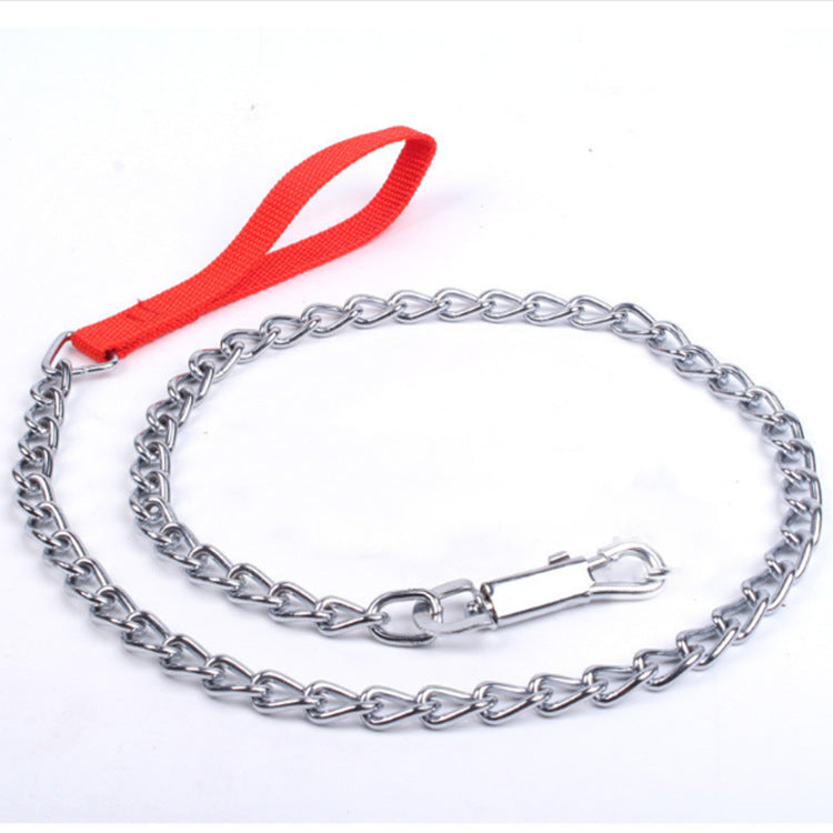 KFX-0771645 Iron Chain Dog Traction with PU Handle - Available in Black, Brown, Red