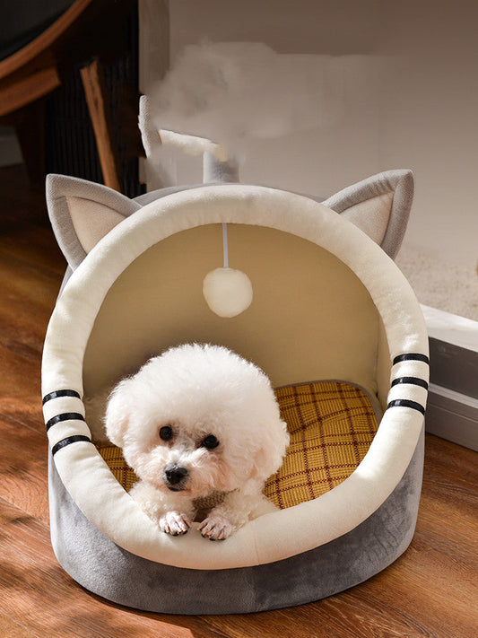 KFX-0774205 Universal Animal Shape Pet Kennel - Cozy Crystal Velvet Bed for Cats and Dogs - Available in Small, Medium, and Large Sizes