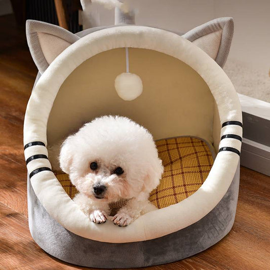 KFX-0774205 Universal Animal Shape Pet Kennel - Cozy Crystal Velvet Bed for Cats and Dogs - Available in Small, Medium, and Large Sizes