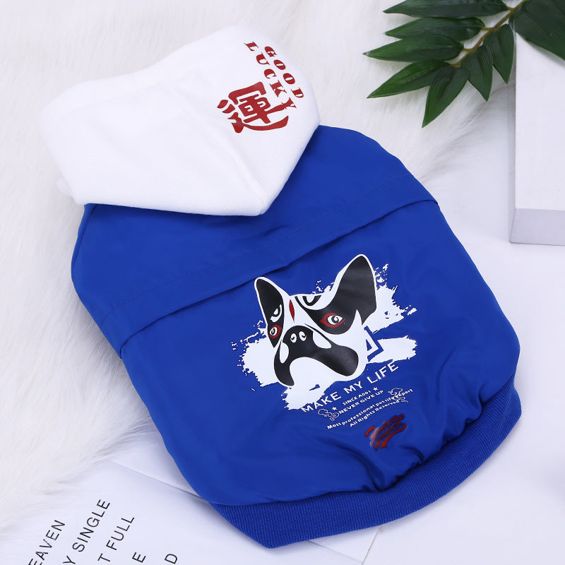 KFX-0778301 Labrador & Golden Retriever Cartoon Style Pet Clothes in Blue, Black, and Red