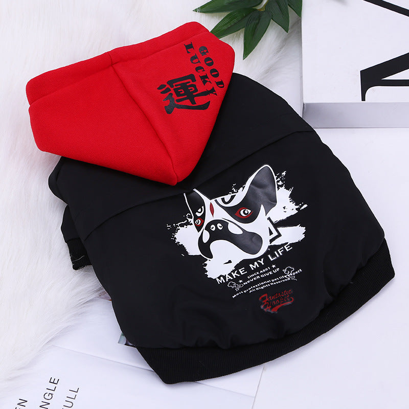 KFX-0778301 Labrador & Golden Retriever Cartoon Style Pet Clothes in Blue, Black, and Red