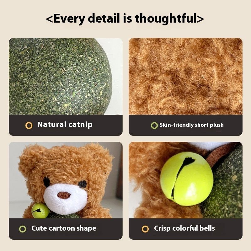 KFX-0781757 Catnip Plush Toy for Kittens - Bear, Rabbit, Frog & Chick Options with Bell, 15cm Height