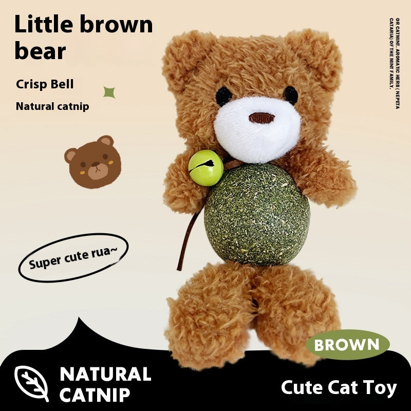 KFX-0781757 Catnip Plush Toy for Kittens - Bear, Rabbit, Frog & Chick Options with Bell, 15cm Height