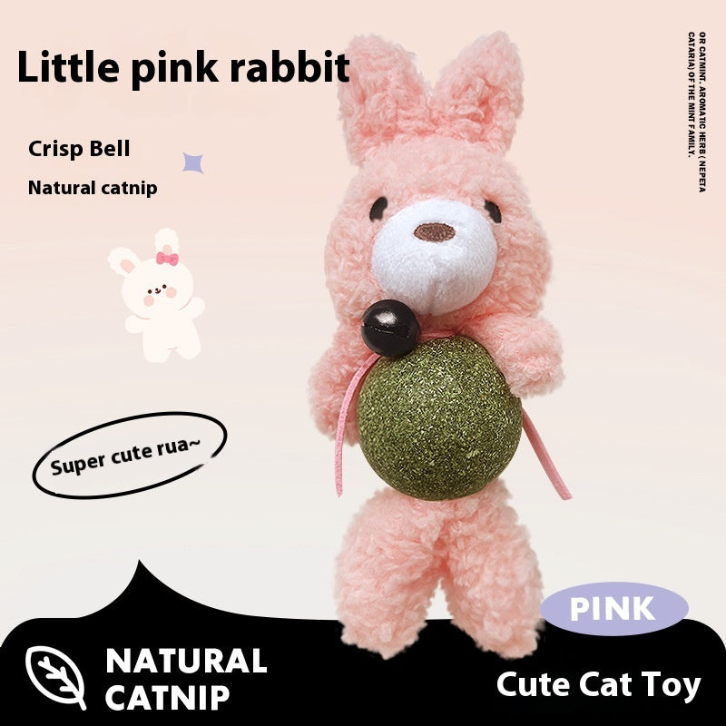 KFX-0781757 Catnip Plush Toy for Kittens - Bear, Rabbit, Frog & Chick Options with Bell, 15cm Height