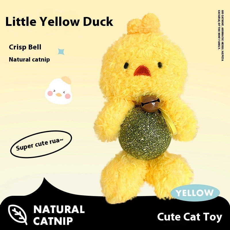 KFX-0781757 Catnip Plush Toy for Kittens - Bear, Rabbit, Frog & Chick Options with Bell, 15cm Height