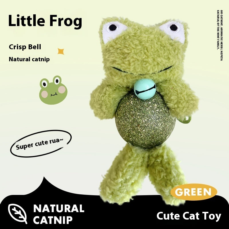 KFX-0781757 Catnip Plush Toy for Kittens - Bear, Rabbit, Frog & Chick Options with Bell, 15cm Height