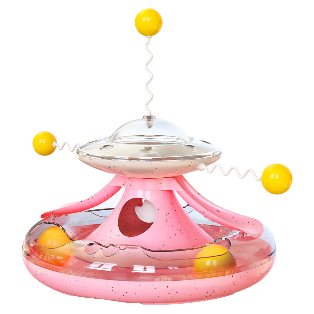 KFX-0781885 Interactive Cat Tumbler Track Toy with Food Dispensing and Trackball Features