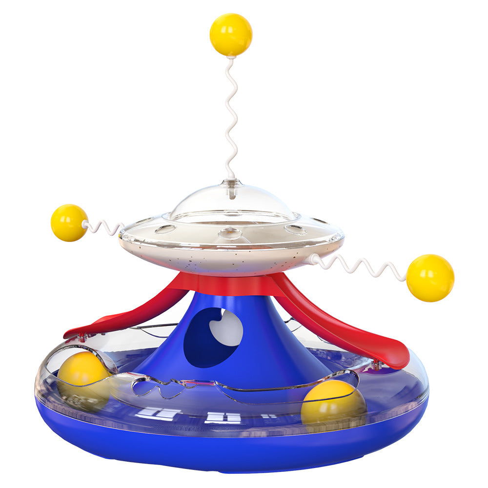 KFX-0781885 Interactive Cat Tumbler Track Toy with Food Dispensing and Trackball Features